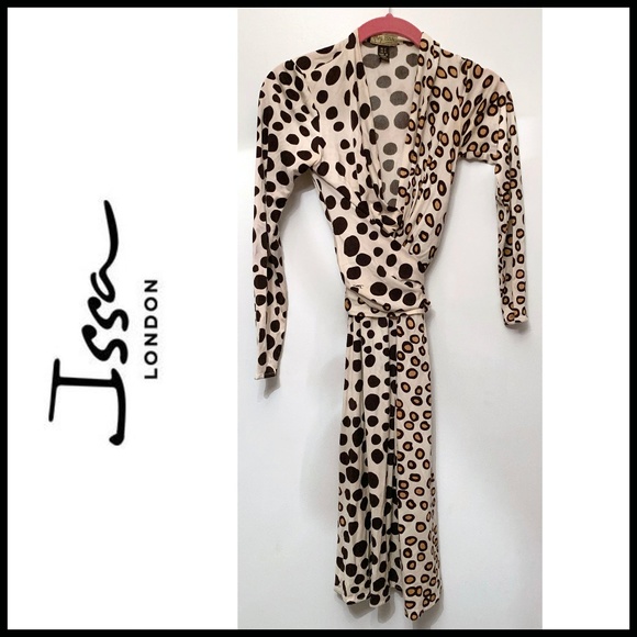 Issa London Dresses & Skirts - Vintage Issa London leopard silk wrap dress S